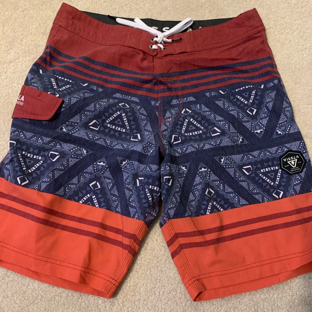 Vissla red and black bathing suit